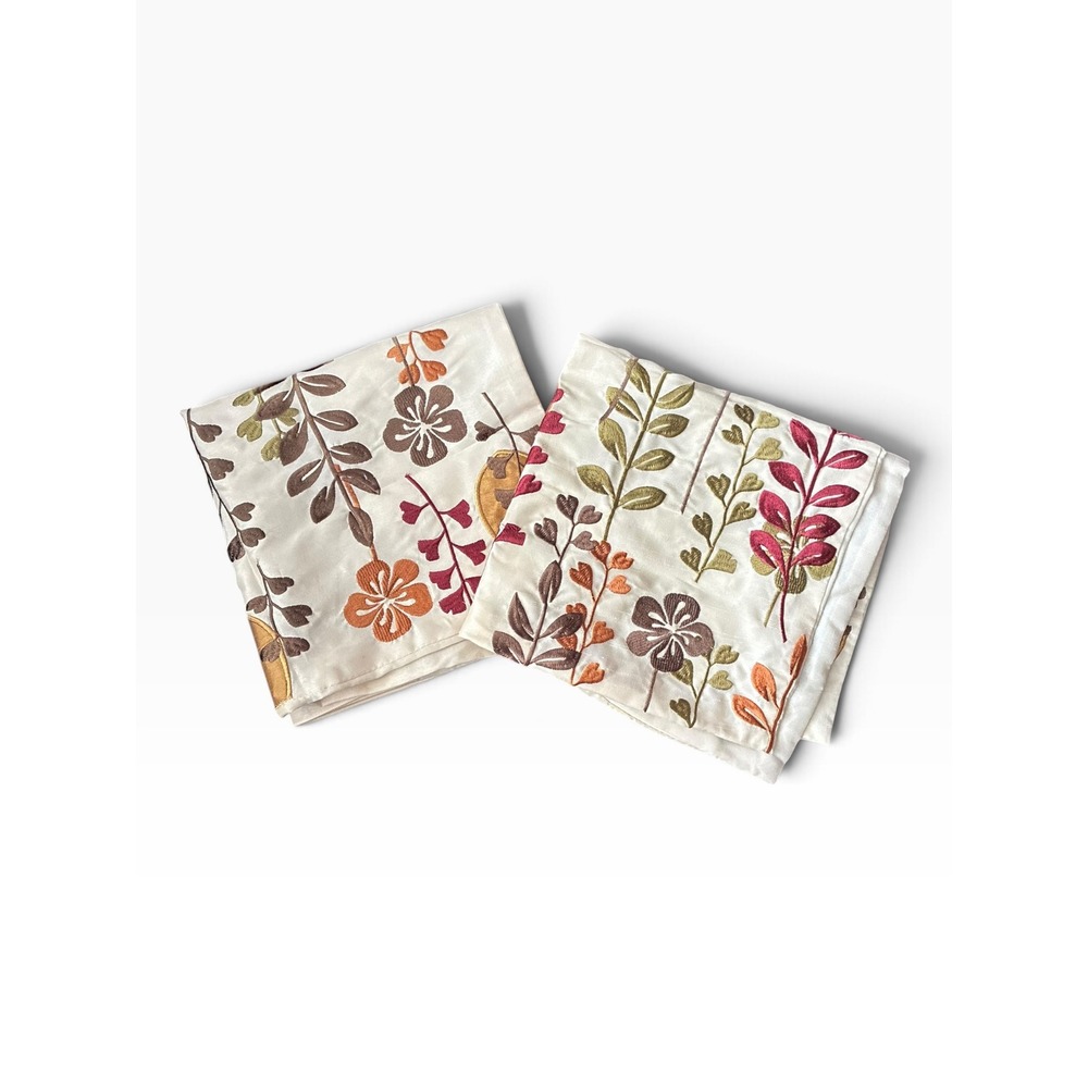 Pier 1 Imports Pillow Cover Set 18x18 Sand Floral Embroidered Good Fall Decor